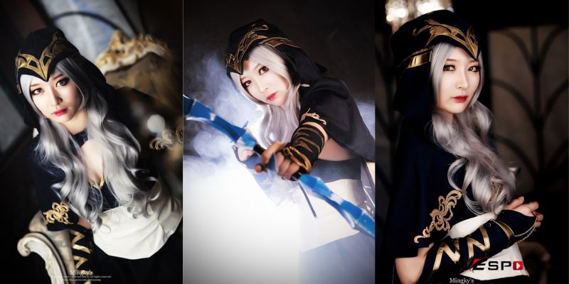 Nữ hoàng băng giá Ashe cung thủ cosplay 