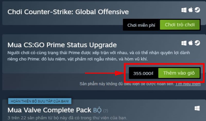 Các lợi ích khi dùng tài khoản prime để chơi CSGO