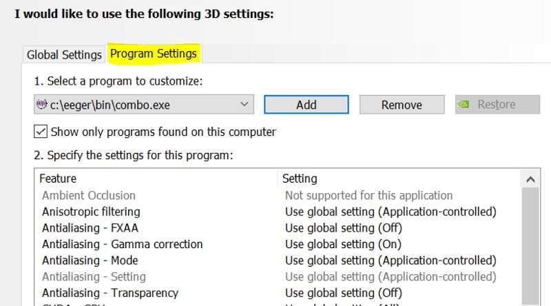 Chỉnh các thiết lập Program Settings để tăng FPS CSGO