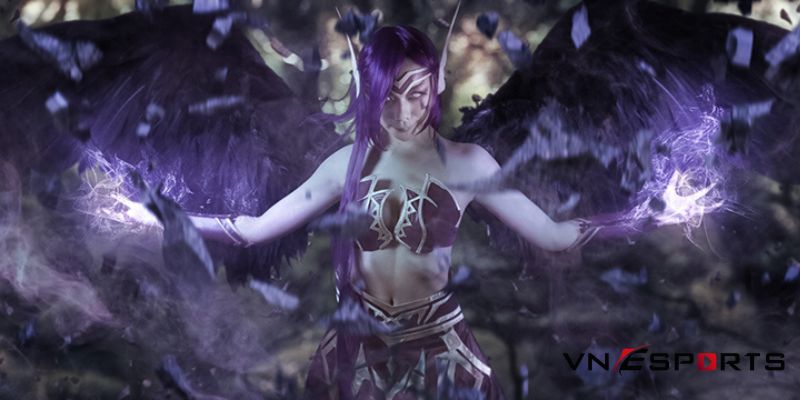 cosplay morgana thiên thần sa ngã với ánh mắt ghê rợn