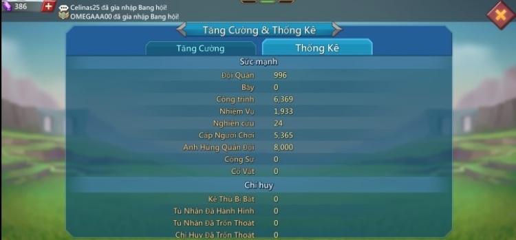 Danh sách các chỉ số lực chiến trong game 