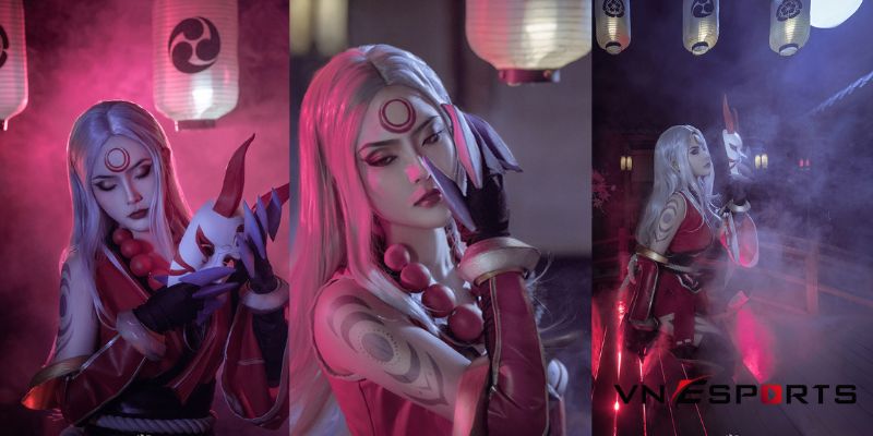 cosplay Diana huyết nguyệt tạo dáng lạnh lùng