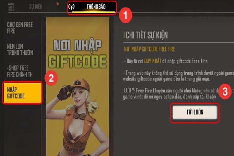 hack nick Free Fire bằng ID miễn phí thông qua giao diện Giftcode