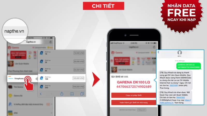 Nạp Liên Quân bằng sms vinaphone