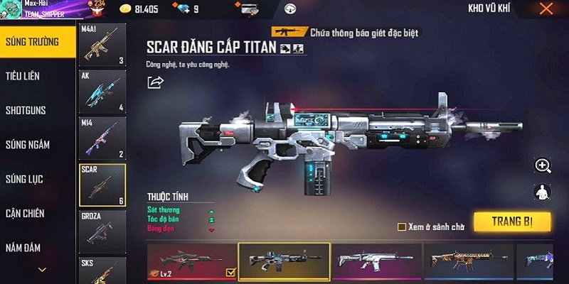 Những bước thực hiện cách trang bị súng trong Free Fire