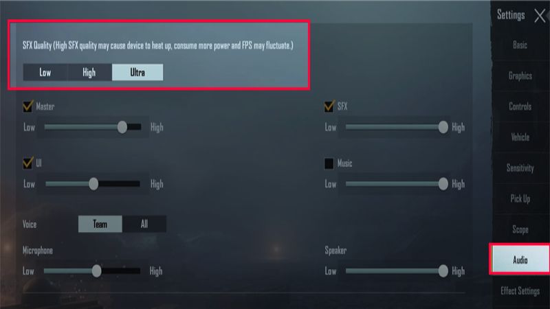  Setting PUBG mobile cho người mới chơi về âm thanh