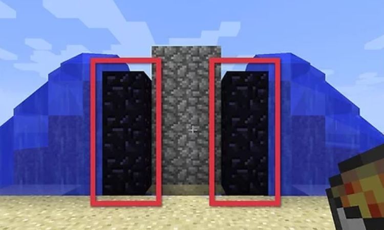 Tạo 2 cột Obsidian trong cách làm cánh cổng địa ngục trong Minecraft