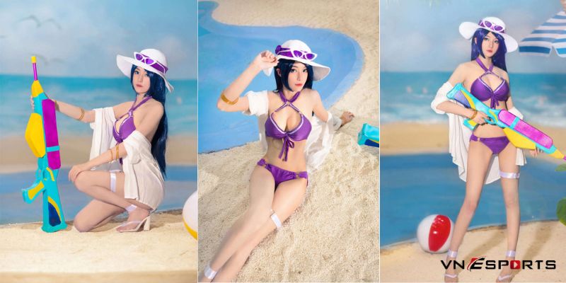cosplay-caitlyn-tiec-be-boi-21 Thân hình mảnh mai khi cosplay tướng Caitlyn tiệc bể bơi