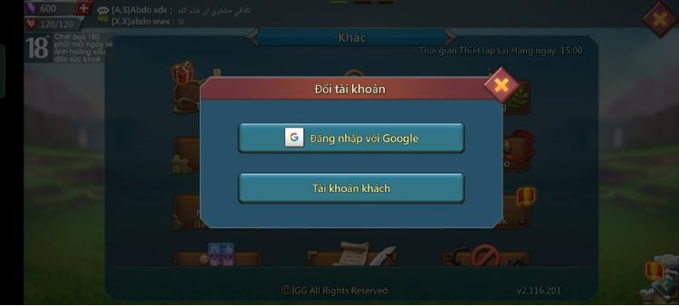 Hướng dẫn đăng nhập game Lords Mobile bằng Gmail